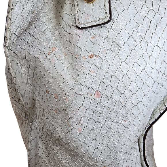Rare White Michael Kors Snake Leather Python Hamilton Purse Satchel 35S5SHLT3N - Picture 5 of 12